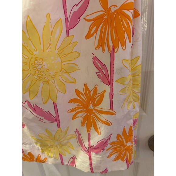 Lilly Pulitzer Floral Sundress Sz 4 Strapless Mini Orange Pink White Party FLAW - Picture 5 of 9